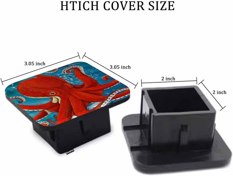 Beabes Octopus Trailer Hitch Covers Underwater Ocean Sea Animal Octopus Red Heavy Duty Receiver Tube Cover 2 Inch, Towing Hitch Plug Covers Hitch Caps for RVs SUVs Trucks and Cars - Image 2